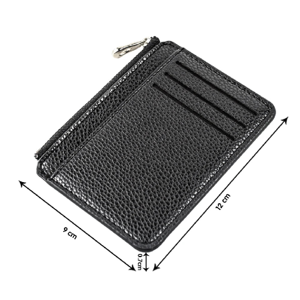 Casual Classic Men'S Wallet Solid Color Textured Pu Zipper Card Holder Mini Slim Wallet For Boyfriend Husband Gift 2022 New