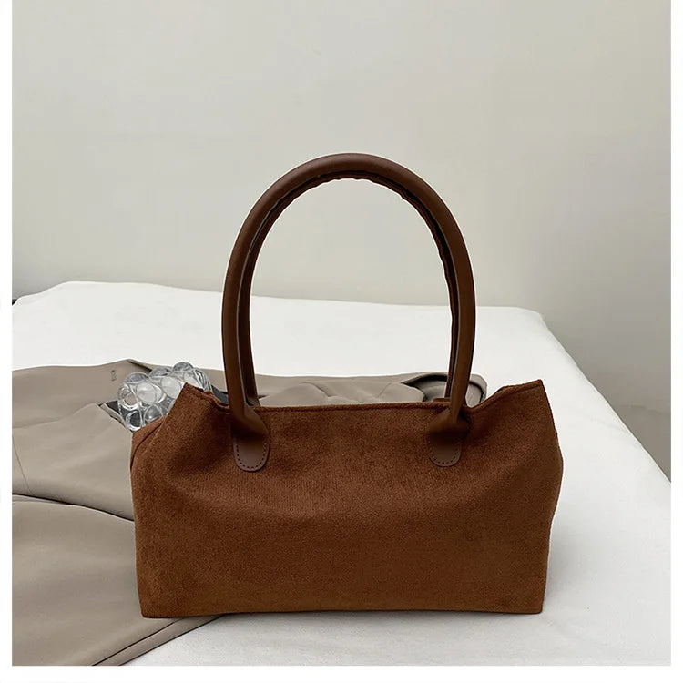 Belt Design Matte Leather Women's Tote Shoulder Bag Suede Velvet Female Underarm Bags Large Capacity Ladies Work Handbags Purse