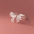925 Sterling Silver Bow Adjustable Rings For Women Luxury Quality Jewelry Gift Female Wholesale Accessories Jewellery