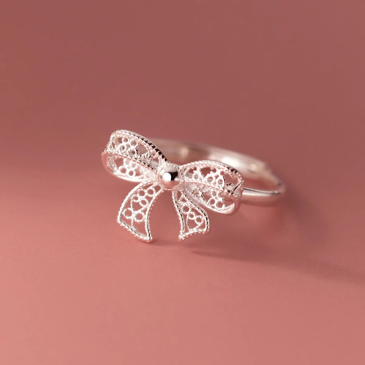 925 Sterling Silver Bow Adjustable Rings For Women Luxury Quality Jewelry Gift Female Wholesale Accessories Jewellery
