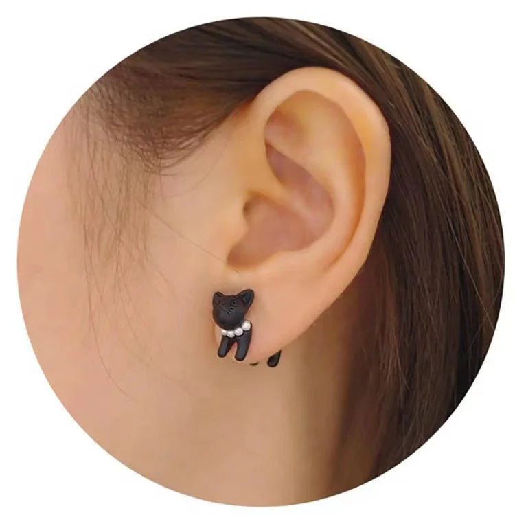 Minimalist Black Cat Earrings for Women Girl Fashion Cute Animal Kitten Stud Earrings Party Gifts Y2K Decor Jewelry Accessories