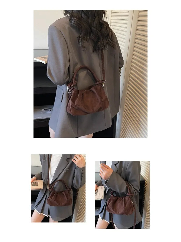 Suede Shoulder Bag Unique Niche Design Fashion Versatile Portable Messenger Bag