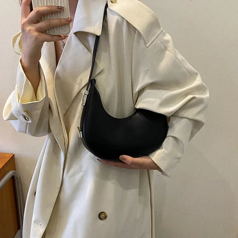 Fashion Luxury Design PU Leather Hobo Shoulder Bag Women Small Clutch Handbag Purse Female Underarm Bag Travel Totes