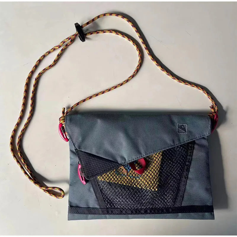 Ultra-Light Unisex Crossbody Shoulder Bag,Hollow Mesh Contrast Color Men Riding Travel Messenger Bag,Women Waterproof Sling Bag