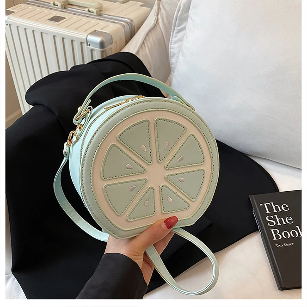 Creative Fruit Design Crossbody Bags for Women Phones Summer Cute Orange-Slices Shaped Circular Small Single Shoulder Bag 2025
