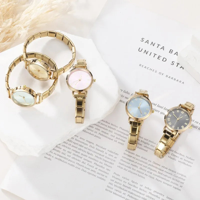 New Fashion Men Women's DIY 9mm Width Italian Elastic Charm Stainless Square Round Watch Bracelet Bangle For Birthday Gifts