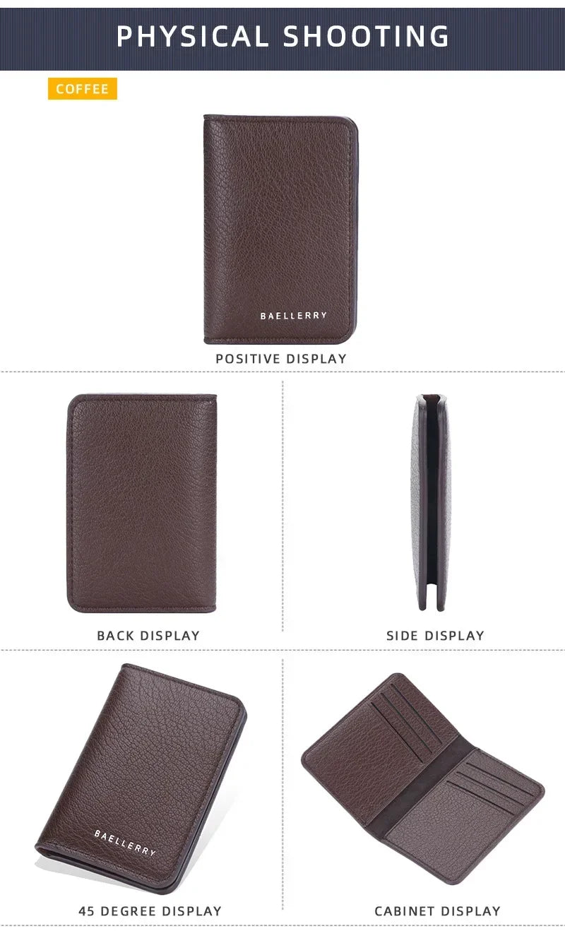 Men's Minimalist Leather Card Wallet Slim Thin Soft Purse Small Credit Card Holder Bank ID Mini Organizer for Men