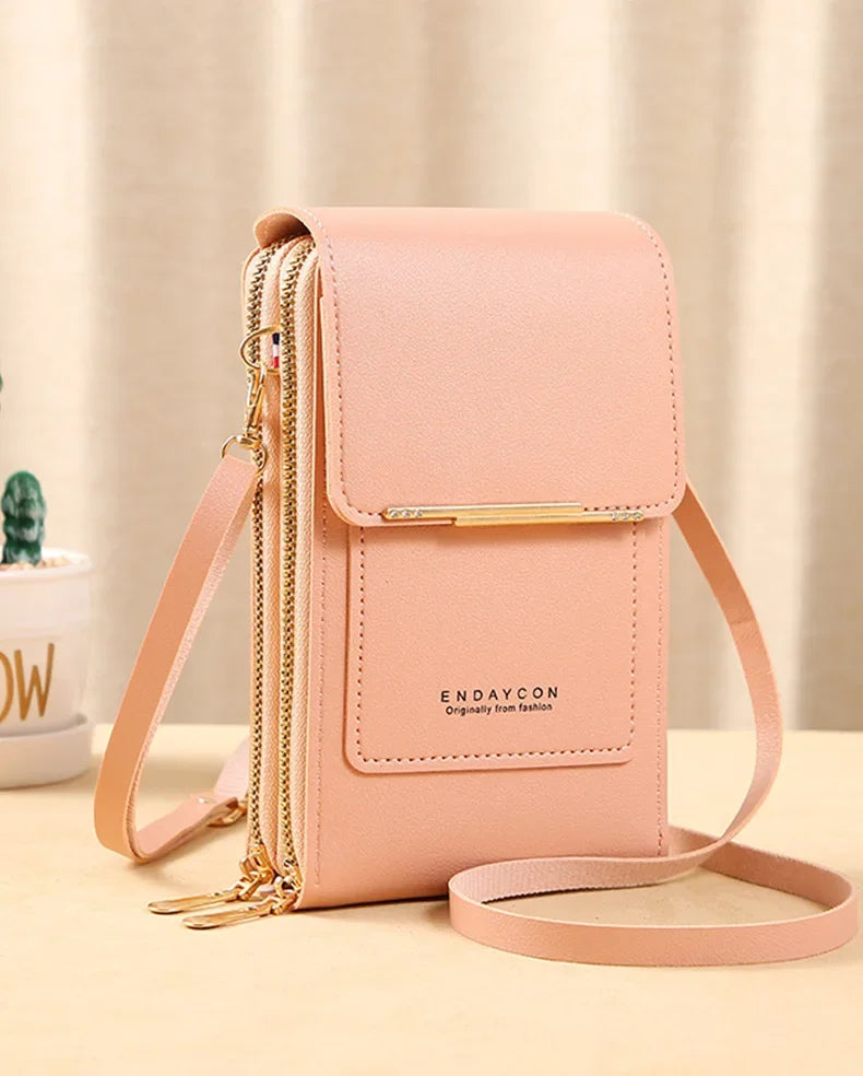 Women Crossbody Shoulder Bags Wallets Touch Screen Cell Phone Purse Soft Leather Strap Handbag for Female Luxury Messenger Bags