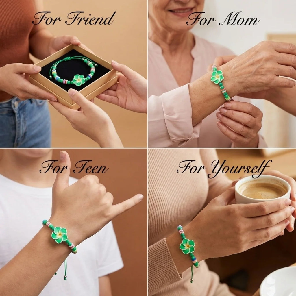 Crystal Beads Soft Polymer Clay Flower Bracelets For Women Men Bohemian Resin Floral Handmade Woven Bangles Summer Party Jewelry