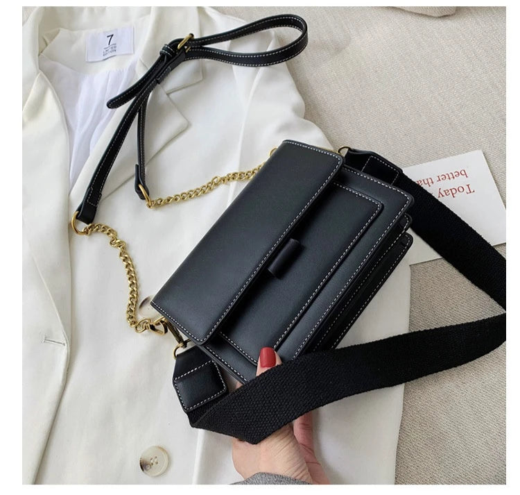 Stylish Contrast-Colour PU Crossbody Bag Versatile Shoulder Bag with Square Shape Dual Strap Design Commuting & Everyday Use