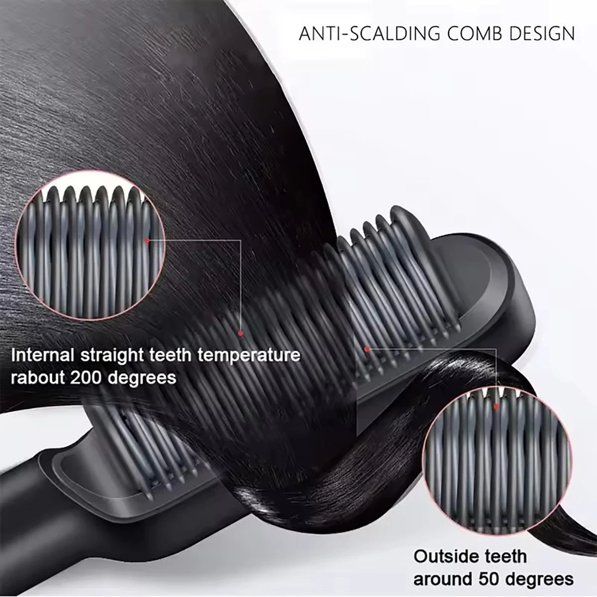 1pc Professional 2-in-1 Hair Straightening Brush - Wet & Dry Use, Versatile Styling Tool for Straightening and Curling