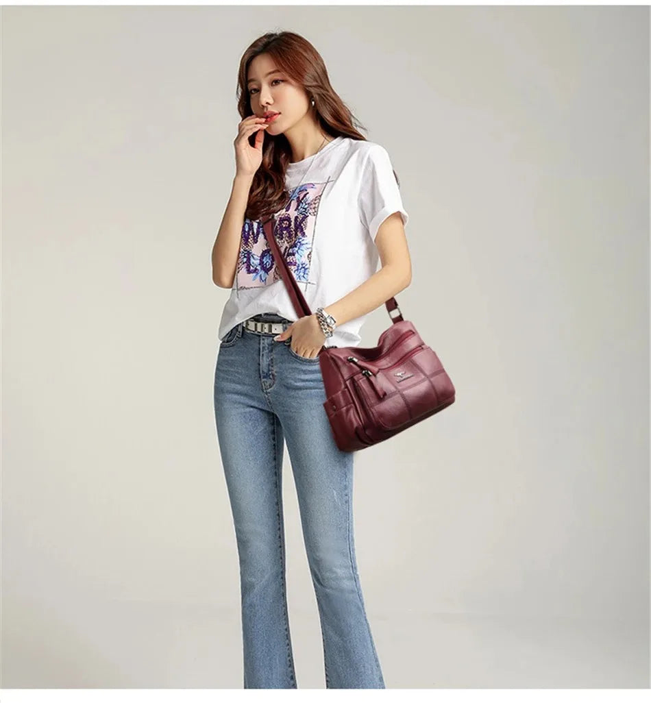 High Quality Soft Leather Luxury Purses and Handbags Women's Bag Designer Multi-pocket Crossbody Shoulder Bag for Women 2024 Sac