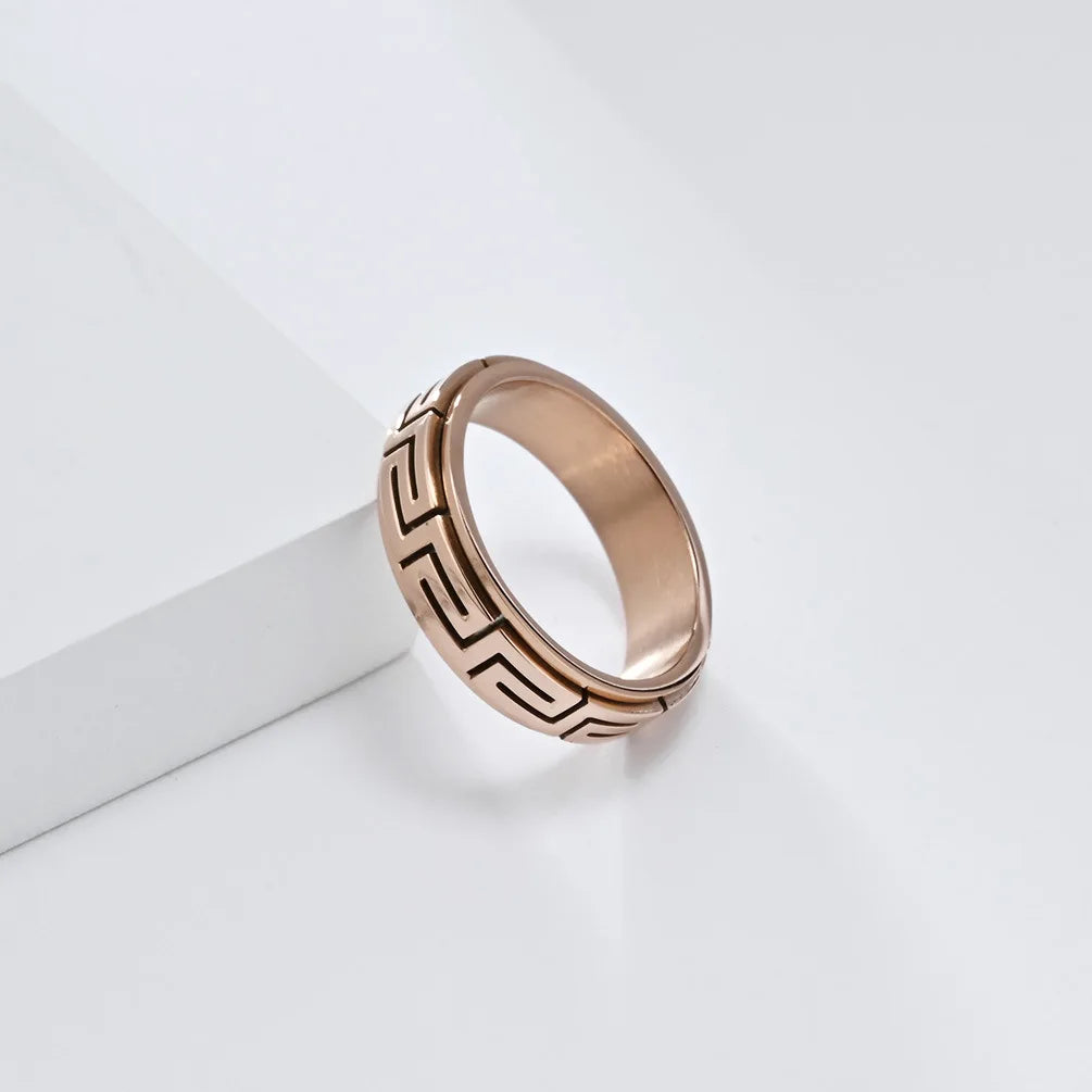 Luxury 6mm Rotatable Men Ring Unique Wedding Bands Rings Bridal Men Finger Black Titanium Stainless Steel Anxiety Relief Jewelry