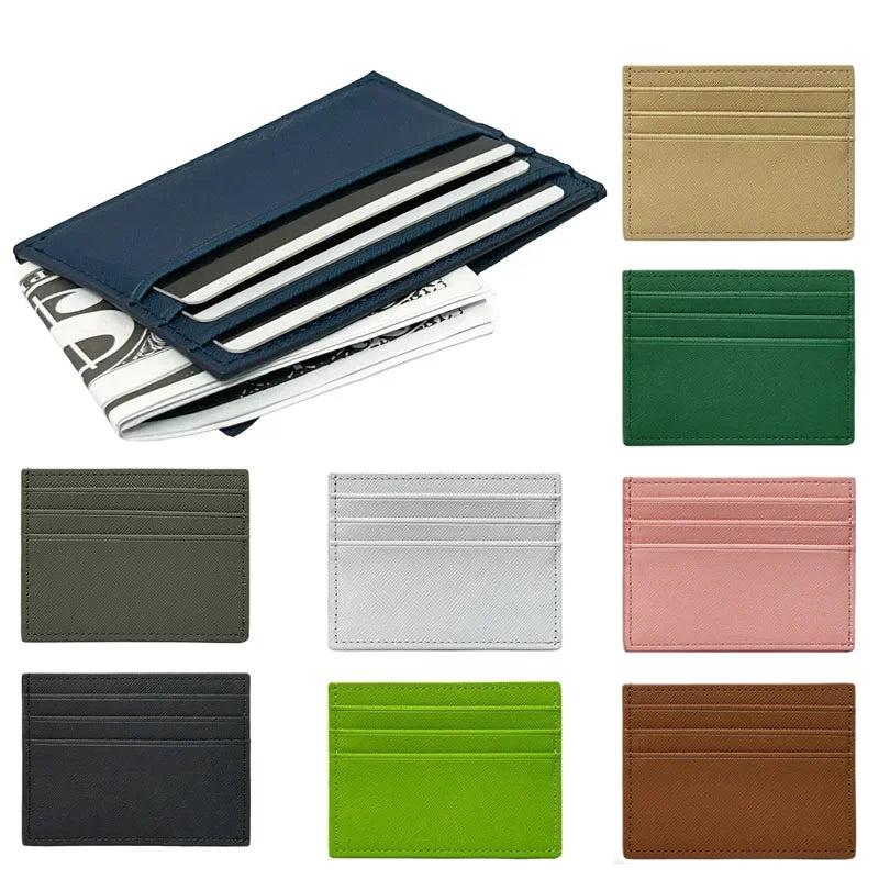 Leather Ultra-thin Card Holder Wallet Large Capacity Double Side Multi-slot Bank Credit Card Gift Card Case ID Bag for Men Women