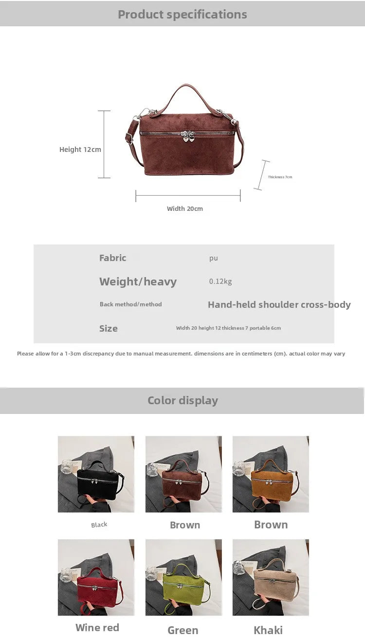 Autumn Winter Premium Suede Tote Bag Texture Simple and Versatile Crossbody Shoulder Bag Retro Vintage Stylish Lunch Box Bag