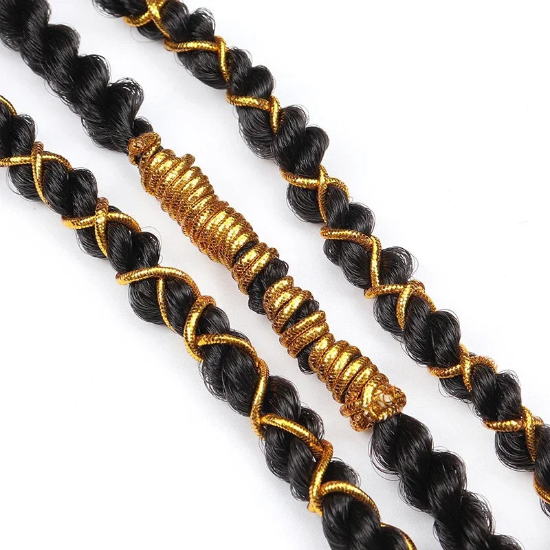 Dreadlock Braids Silver Gold Braiding Hair Deco Styling Shimmer Stretchable African Braids Braided Elastic Cord Hair Accessories