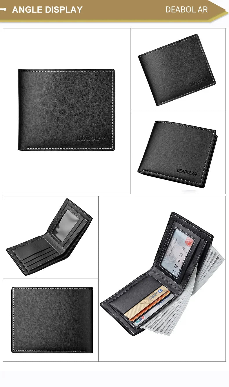 Minimalist Bifold Multi Male Card Holder High Quality PU Leather Men's Short Wallet With ID Window Folding Young Credit Purse