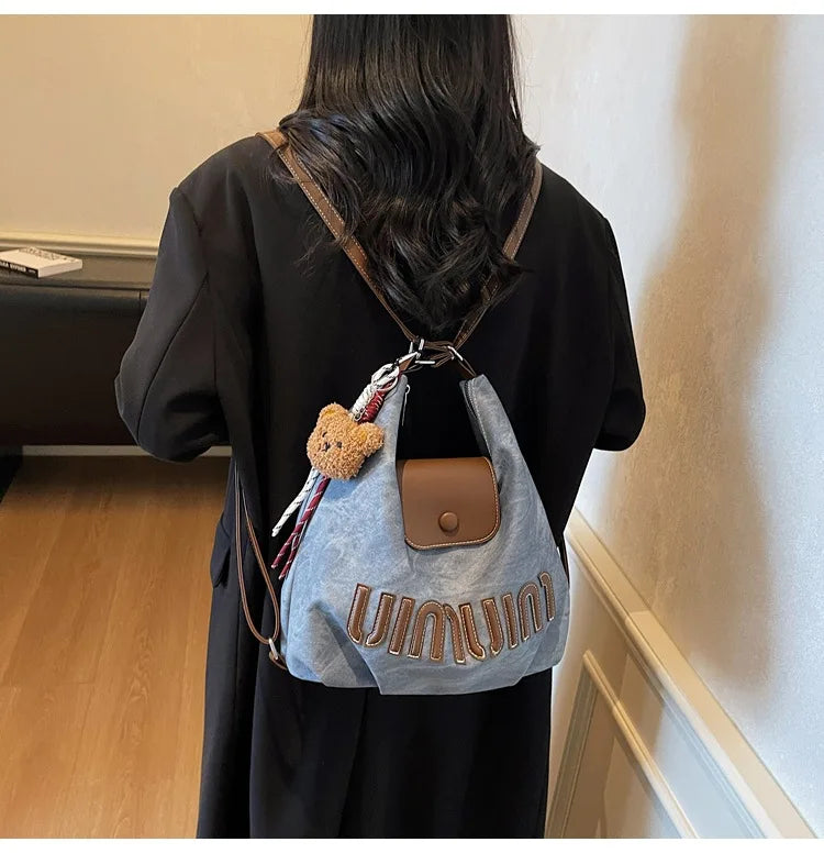 2026 Brown Suede Convertible Tote Backpack, Large Capacity 3-in-1 Work Bag, Adjustable Crossbody Shoulder Bag for Women Commute