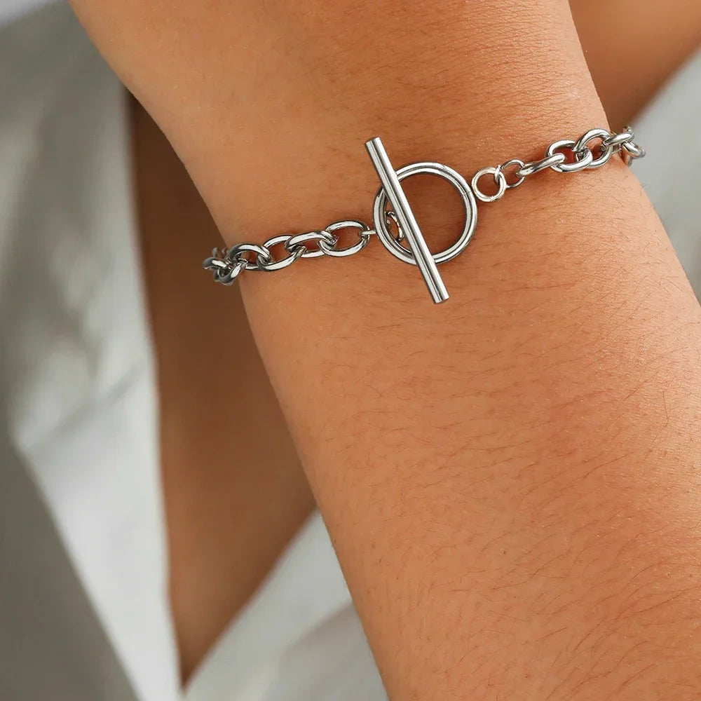 Simple Fashion Stainless Steel Bracelets Minimalist Design OT Buckle Chain Non-fading High-quality Bracelets for Women Jewelry
