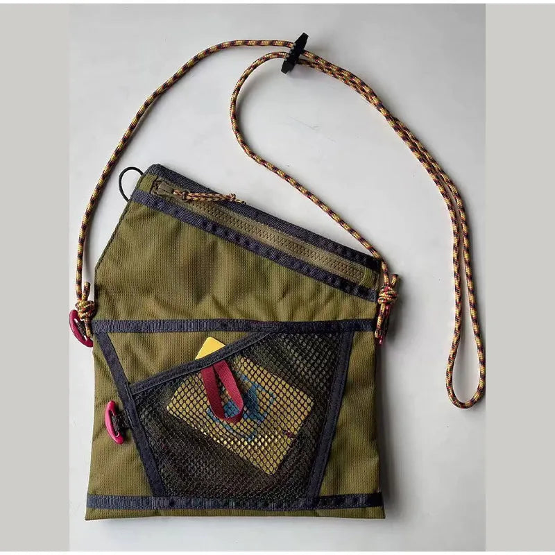 Ultra-Light Unisex Crossbody Shoulder Bag,Hollow Mesh Contrast Color Men Riding Travel Messenger Bag,Women Waterproof Sling Bag