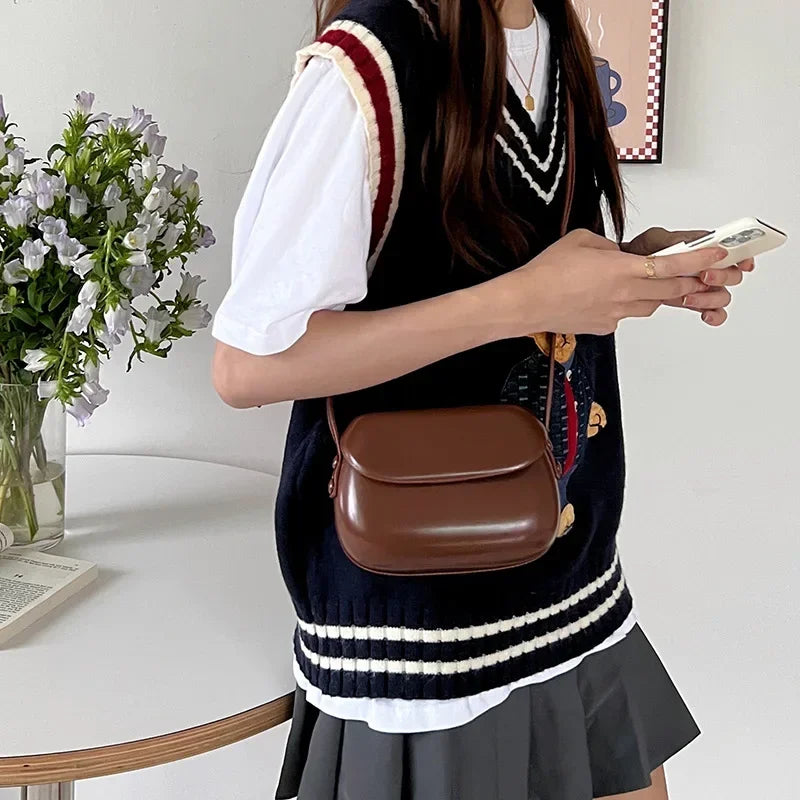 2025 Flap Crossbody Bags Women Mini PU Leather Shoulder Purses and Handbags for Girls Ladies Phone Simple Solid Designer Bag