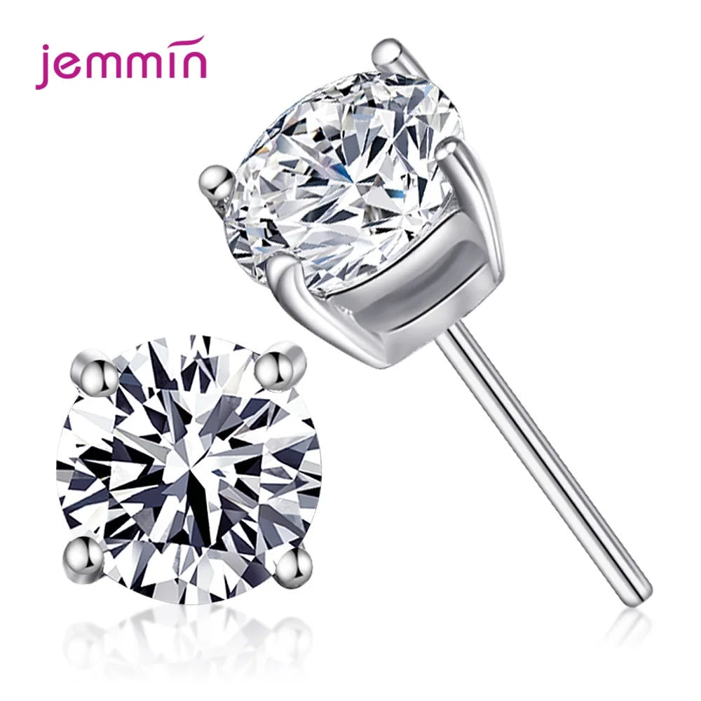 Women Classic Shining Zircon Stud Earrings 925 Silver  Ears Stud for Men Crystal Earrings Femme Jewelry Gift Wholesale