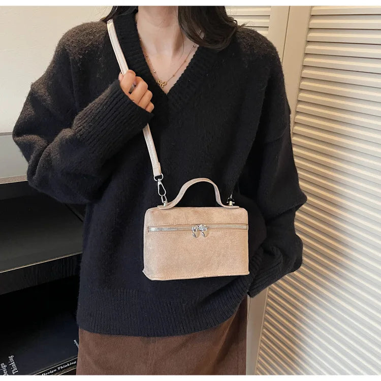 Autumn Winter Premium Suede Tote Bag Texture Simple and Versatile Crossbody Shoulder Bag Retro Vintage Stylish Lunch Box Bag