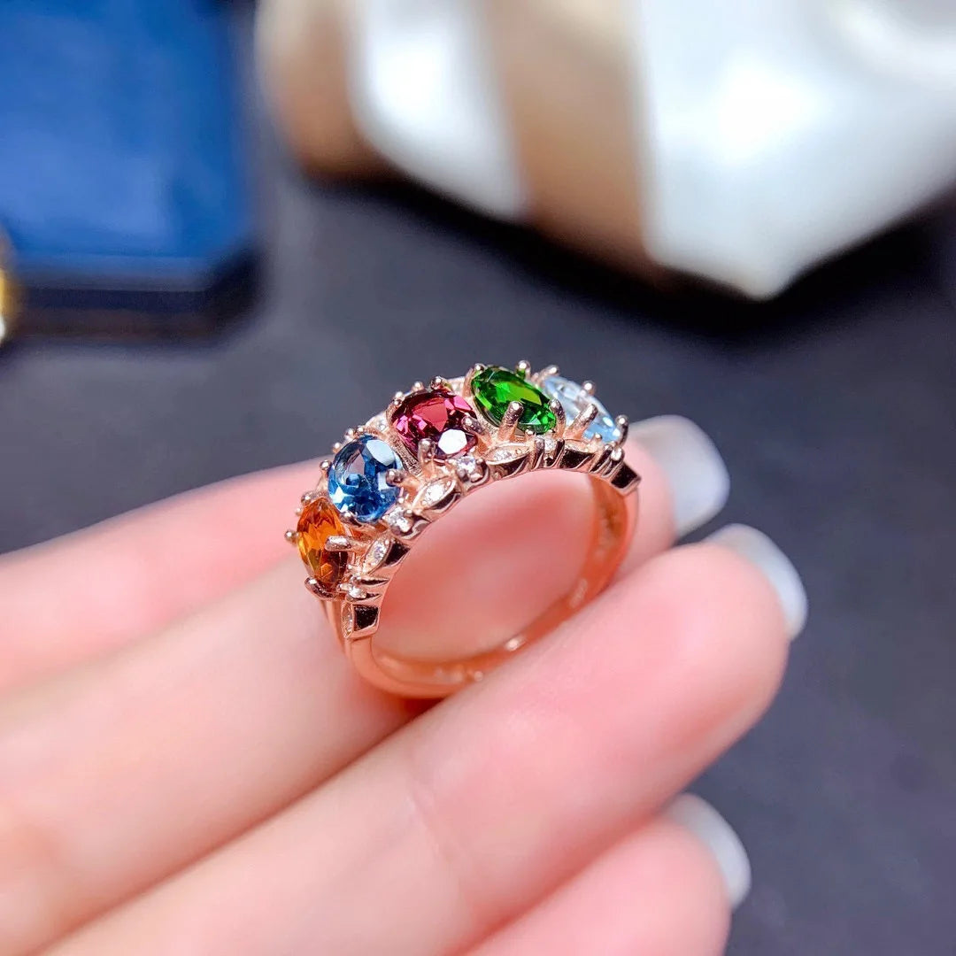 Adjustable Aesthetic Dainty Opening Ring for Women Multicolor Crystal Zirconia Rose Gold Color Finger Accessories Jewelry KAR200