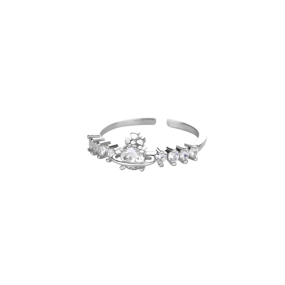 Luxury Zircon Round Rings For Women Gold Color Stainless Steel Open Ring Luxury Wedding Couple Aesthetic Jewerly Accessories
