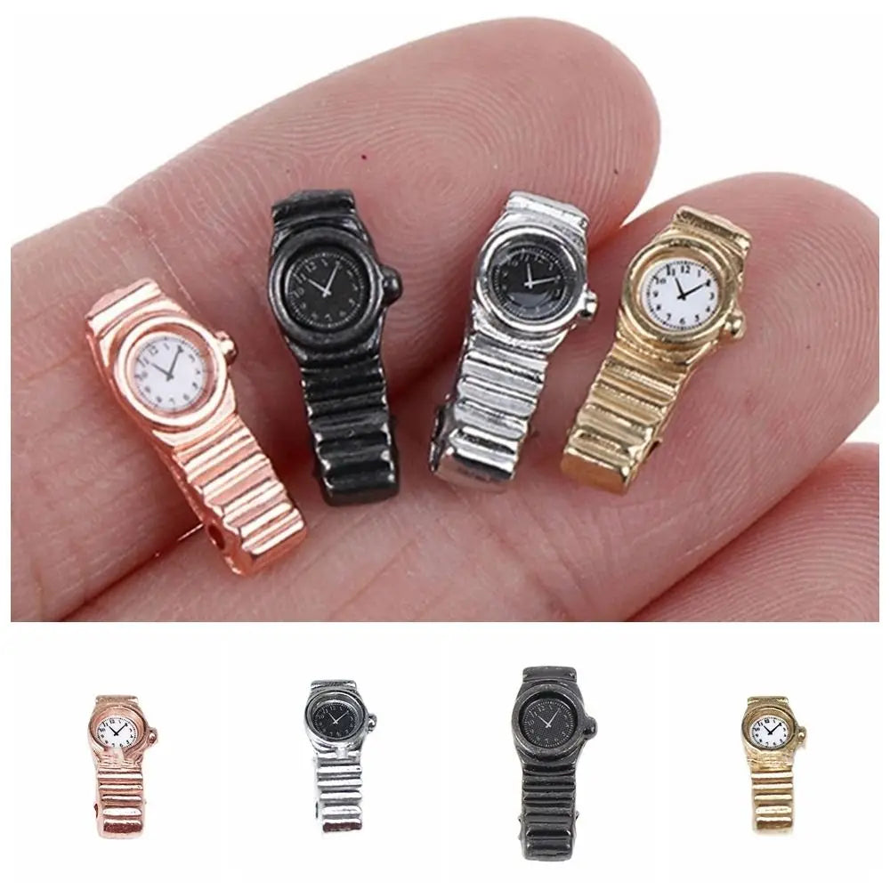 Metal Model Toy Metal Watch Simulation Toy Scene Props Dollhouse Wrist Watch Model Cute Wristwatch Miniature Watch Decorations