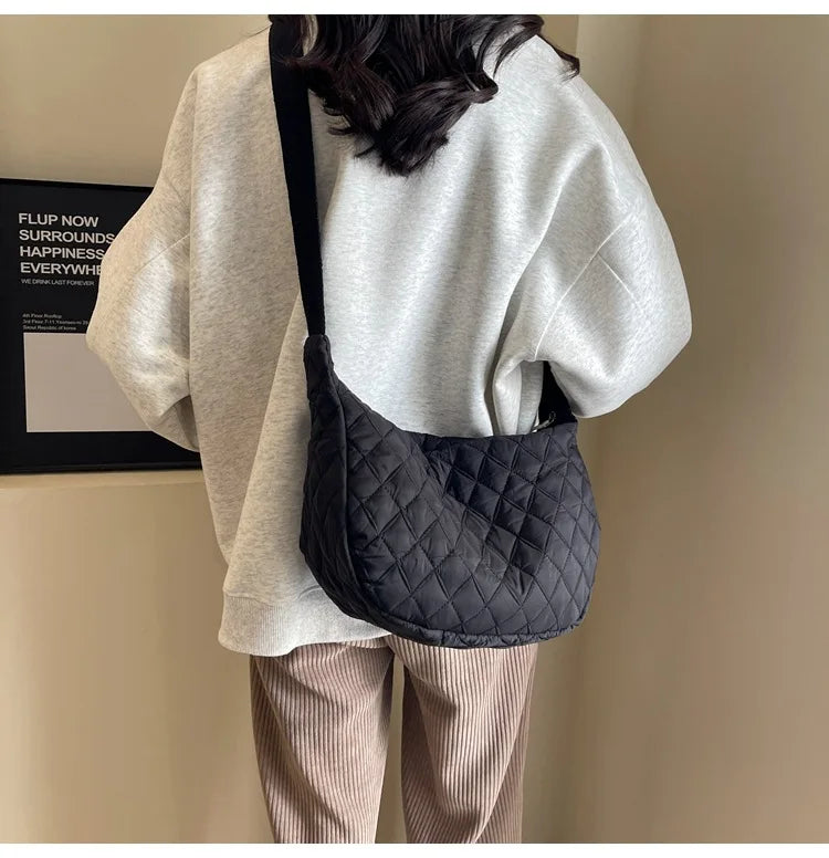 2025 Spring Grid Dumpling Bag Women Crossbody Shoulder Bag ins Design Casual Daily Use Purse