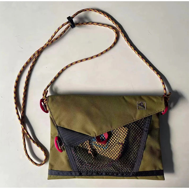 Ultra-Light Unisex Crossbody Shoulder Bag,Hollow Mesh Contrast Color Men Riding Travel Messenger Bag,Women Waterproof Sling Bag