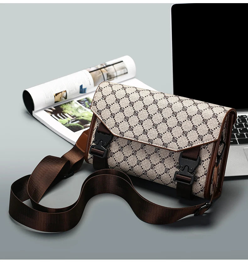 2026 New Design Shoulder Bag Men Crossbody Bag Fashion Business PU Leather Shoulder Bag Male Mobile Phone Bag Purses Handbags