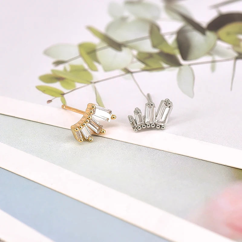Inlaid Crystal Stud Earrings 925 Sterling Silver Ear Needle CZ Earrings For Women Fashion Popular Jewelry Exquisite Gift