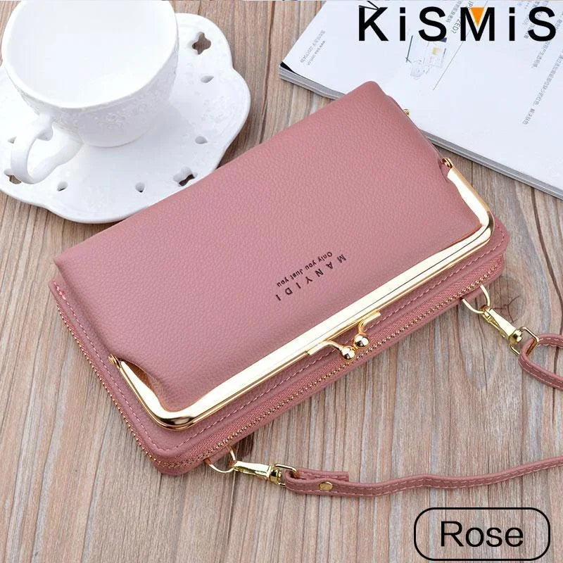Ladies Crossbody Bag Double Layer PU Leather Handbag for Women Casual Shoulder Purse Wallet Clutch Everyday Use Travel