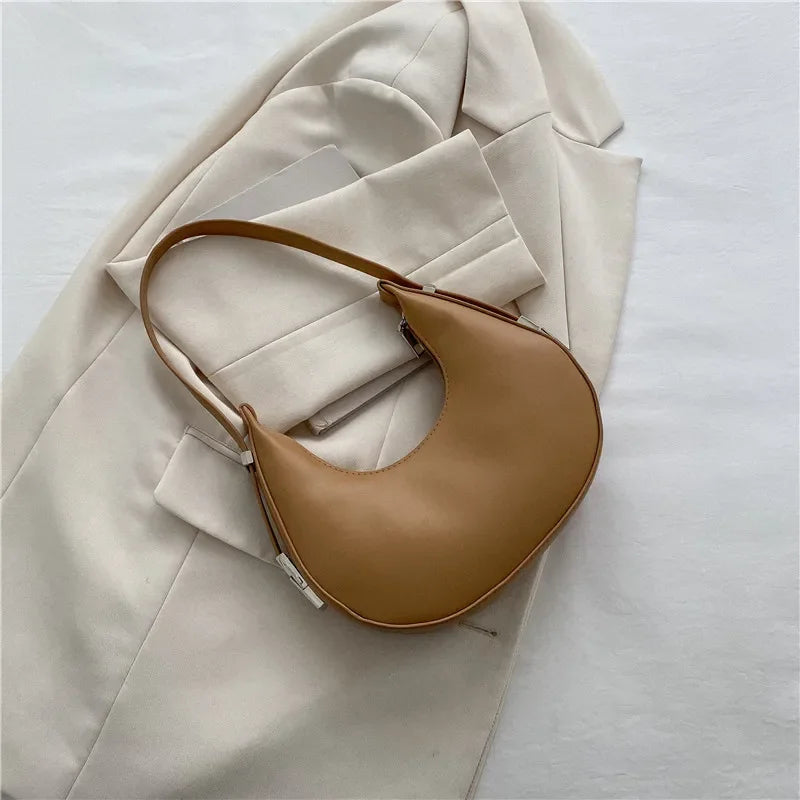 Fashion Luxury Design PU Leather Hobo Shoulder Bag Women Small Clutch Handbag Purse Female Underarm Bag Travel Totes