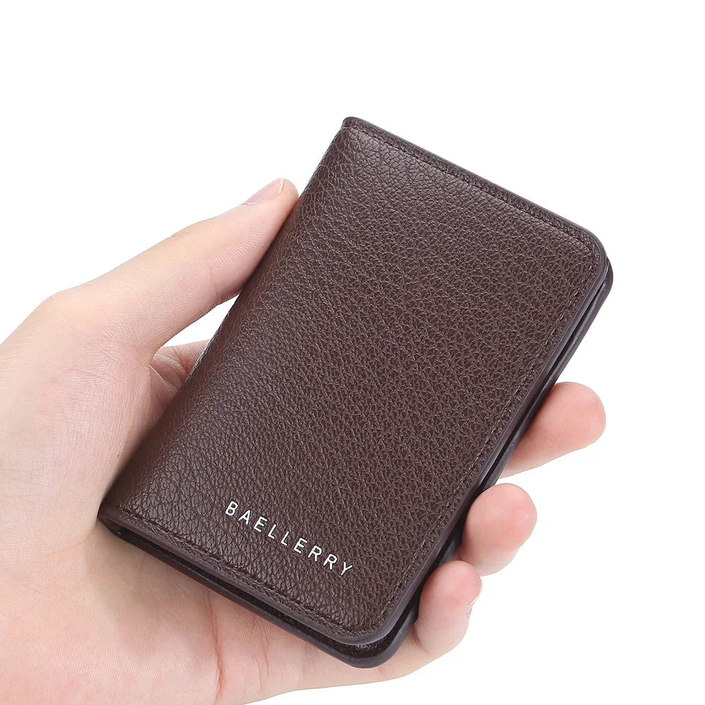 Men's Minimalist Leather Card Wallet Slim Thin Soft Purse Small Credit Card Holder Bank ID Mini Organizer for Men