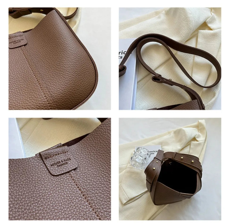 Fashion Women Crossbody Bags Shoulder Bags Luxury Brand Design Bucket Bag Ladies Large Capacity  PU Leather Portable Hand Bags