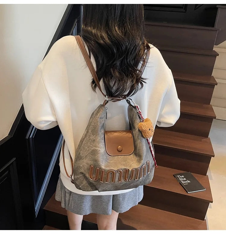 2026 Brown Suede Convertible Tote Backpack, Large Capacity 3-in-1 Work Bag, Adjustable Crossbody Shoulder Bag for Women Commute