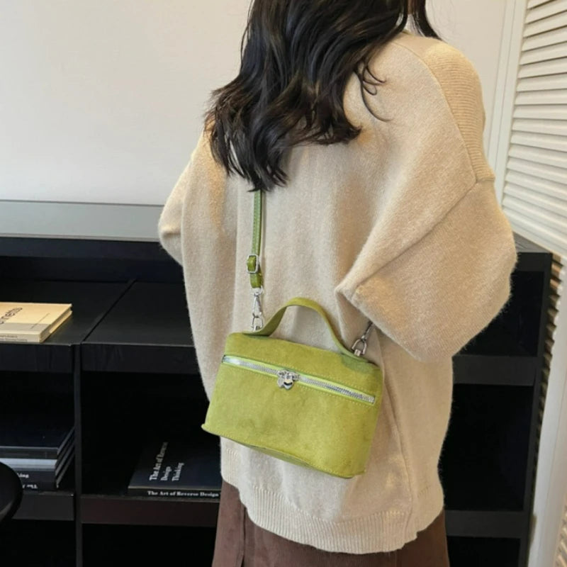 Autumn Winter Premium Suede Tote Bag Texture Simple and Versatile Crossbody Shoulder Bag Retro Vintage Stylish Lunch Box Bag