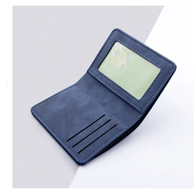 Ultra-Thin Mini Wallet Card Holder Unisex Design for Men Women Multifunctional with License/ID Vertical Leather Case for Storage