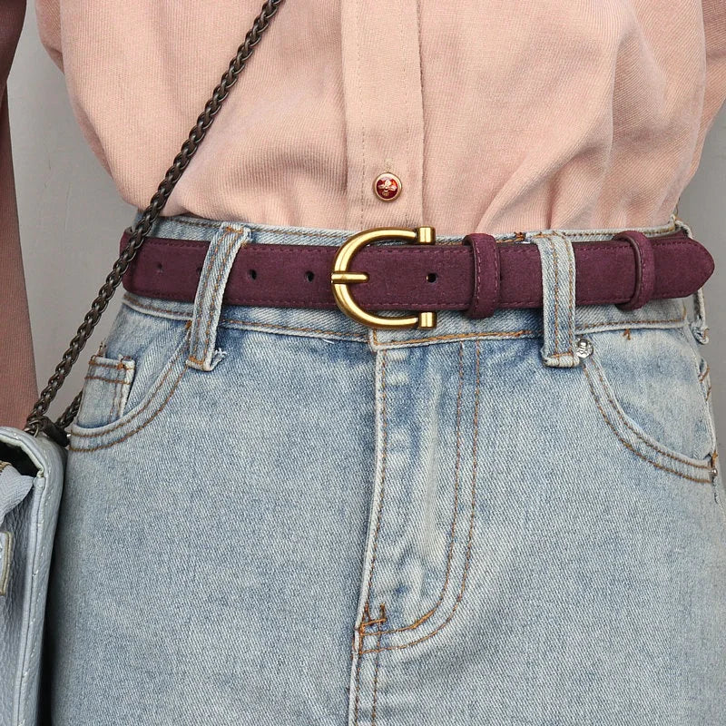 Luxury suede belt for women Stylish Leather belt Gold pin buckle Cow Leather Branded belt Clothing accessories women belt