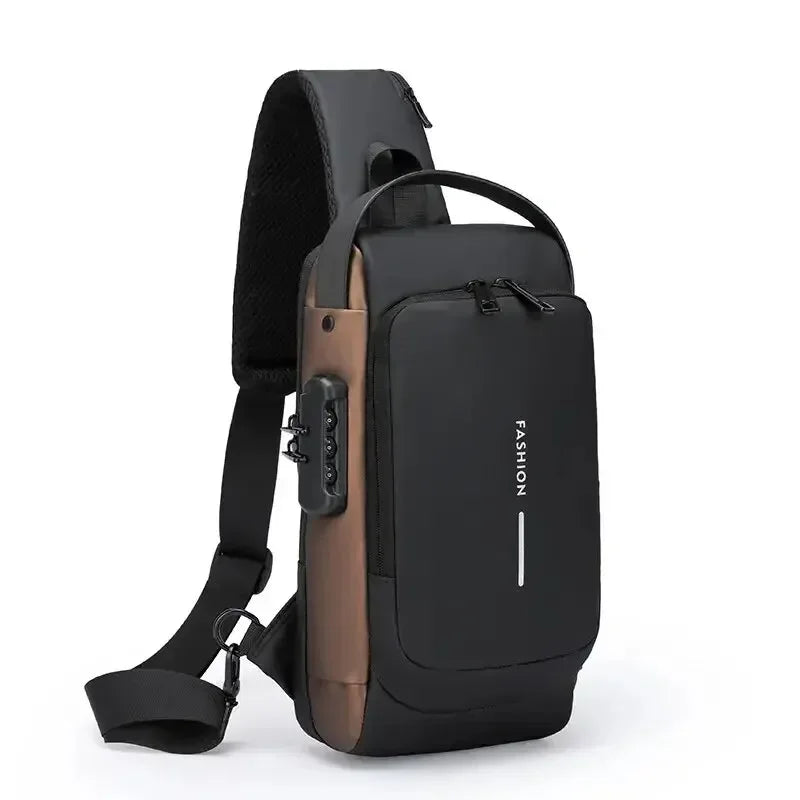 Designer Men's Crossbody Bag PU Leather Anti-Theft Multifunctional Shoulder Chest Bag Classic for Men