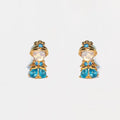 New Ins Colorful Zircon Cute Cartoon Characters Princess Stud Earrings For Women Girls Trendy Party Jewelry Gift