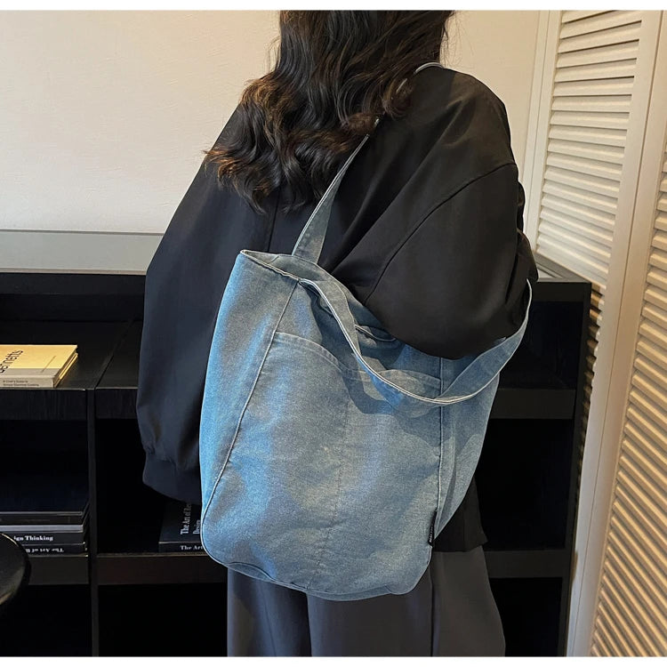Casual Denim Shoulder Bag for Women Minimalist Daily Commute Crossbody Bag with Interior Zipper Pocket  Simple & Cool Design