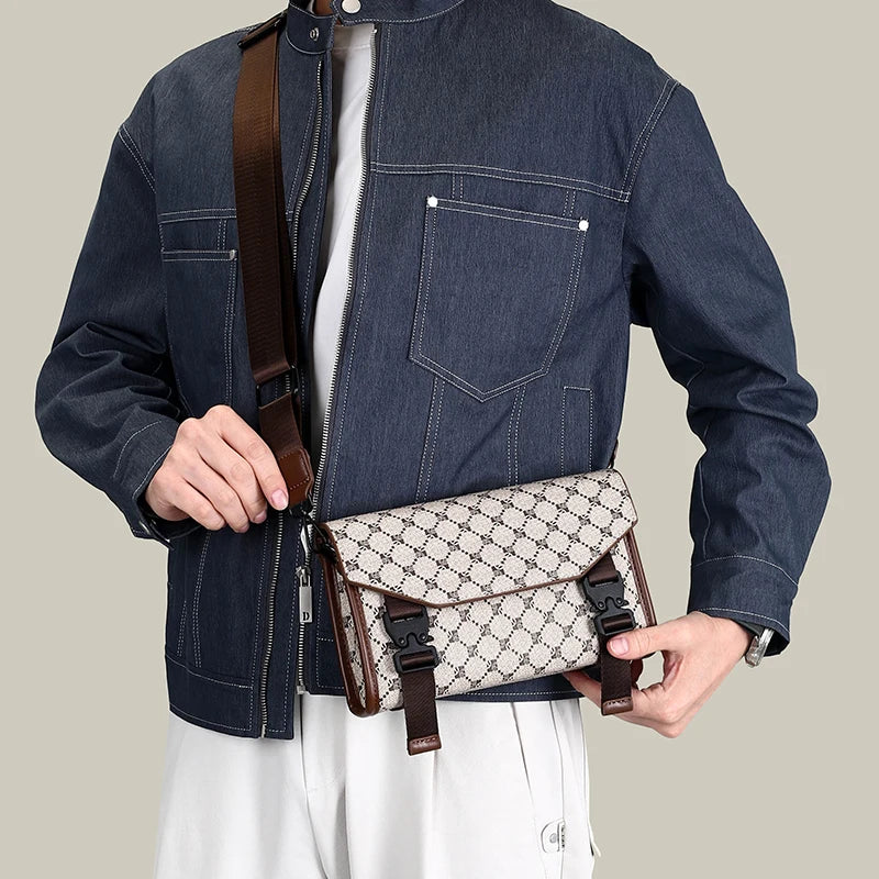 2026 New Design Shoulder Bag Men Crossbody Bag Fashion Business PU Leather Shoulder Bag Male Mobile Phone Bag Purses Handbags