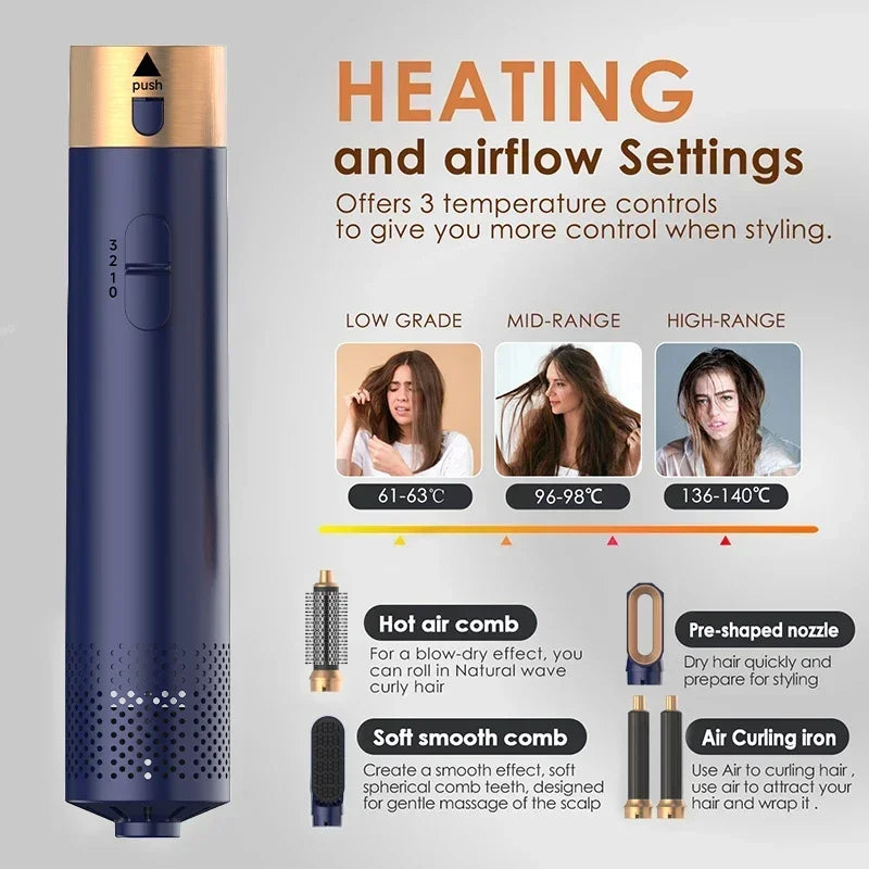 Professional NEW 5 in 1 Hair Dryer Comb Set Professional Hot Air Styler for Hair Curling Straightening and Volumizing At Home