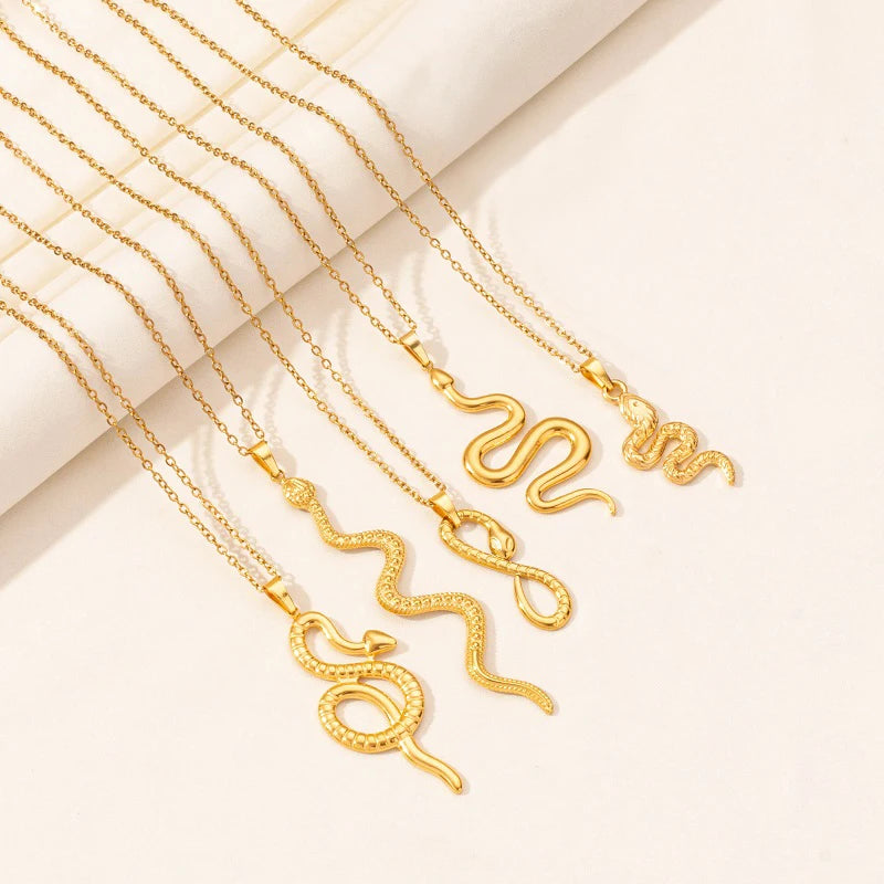New Ladies Snake Necklace Stainless Steel Stylish Animal Pendant Necklace Statement Simple Style Fashion Women Birthday Jewelry