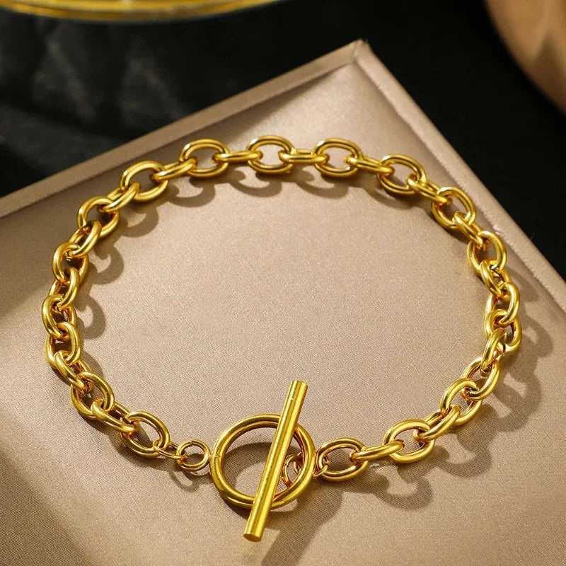 Simple Fashion Stainless Steel Bracelets Minimalist Design OT Buckle Chain Non-fading High-quality Bracelets for Women Jewelry