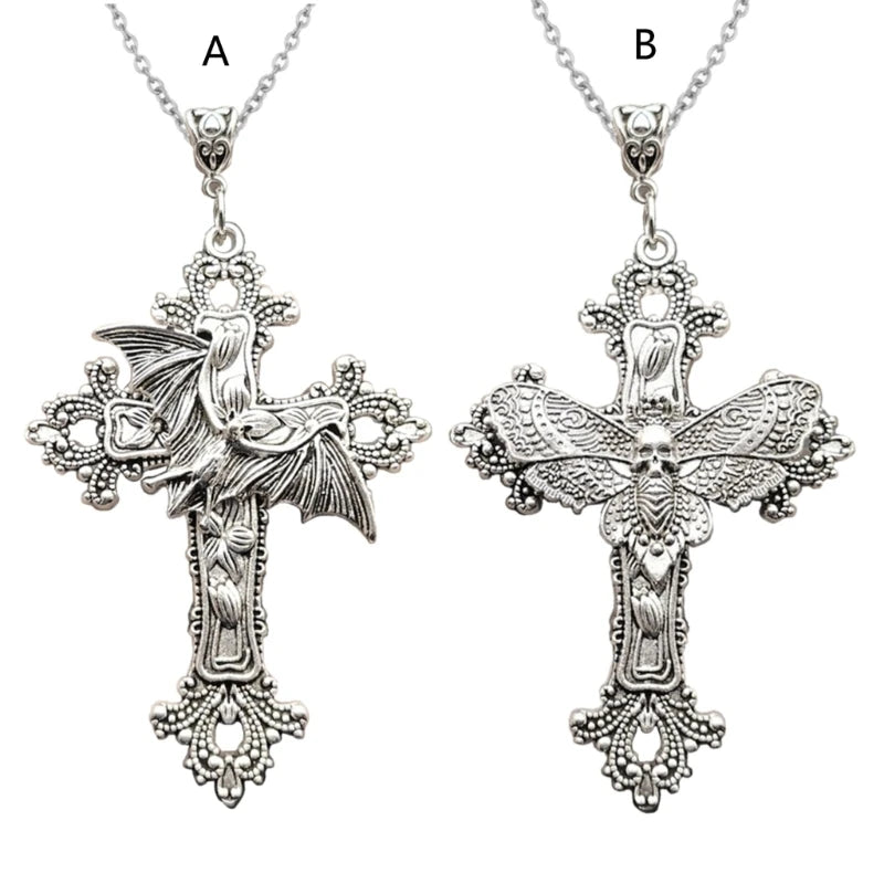 652F Cross Pendant Necklace Cross Choker Gothic Cross Necklaces Pendant Choker Party Accessories Perfect Gift for Women Girls